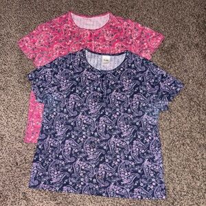 Bundle of 2 Pink and Purple Ribbed Paisley print tops